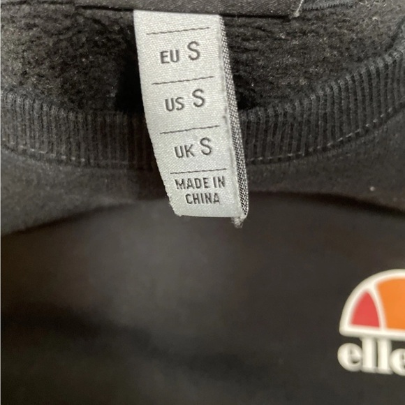 ELLESSE Sweatshirt Men's Small Pullover Crew Neck Long Sleeve Black Logo - Picture 3 of 7